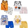 XM-Amigo 4 Completo Canottiera e Pantaloncini Bambino Maschio 3 M-7 Anni | 8 Pezzi, 100% cotone puro e morbido, motivi cartoni animati, abbigliamento estivo per casa, asilo e uscite.