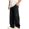 Generico Baggy Jeans Uomo Pantaloni Gamba Dritta Stile Streetwear Y2K Vintage Pantaloni Denim Patchwork Vita Elasticizzata con Tasche Laterali e Posteriori