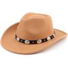 DRESHOW Cappello a tesa Larga Fedora per Donna Cappello Floscio Panama Retrò con Fibbia per Cintura
