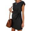 AHUFGN Vestiti Premaman Vestito da Donna Incinta con Cintura in Vita, Colore Puro, Morbido E Confortevole, in Cotone, con Pois, Abiti da Gravidanza(Black,M)