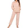Tuopuda Pigiama Donna Invernale Pigiami Due Pezzi, Pigiama Pile da Casa con Tasche Zip Felpa Manica Lunga e Pantalone Lungo, Indumenti da Notte Sleepwear