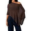 DexQur Poncho da donna Y2k lavorato a maglia estiva asimmetrico maglia scialle pullover maglione coprente top