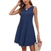 AUSELILY Vestito Donna Estivo Senza Maniche Abito a Tinta Unita Stamp Elegante Abito da Spiaggia