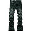 VOLYMOON Jeans da uomo slim fit skinny impilati strass elasticizzati fit elegante streetwear causale Y2K denim pantaloni