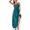 CUPSHE Abito lungo da donna, floreale a pois, senza maniche, con smocking, arricciato, spalline sottili, abito estivo lungo da spiaggia, Foglia di t, M