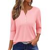 Onsoyours Maglietta Donna Manica a 3/4 Scollo a V Bottoni Tshirt Estiva Maglia a Maniche Tre Quarti Casual Top Basic T-Shirt