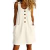 Generico Vestito Donna Elegante Corto Senza Maniche Abito Estivo in Lino Cotone con Scollo a U e Tasche Vestiti Casual Leggero Traspirante Vestiti Mare Curvy per Spiaggia Uscite Casa Lavoro Viaggi,