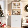 FEEOHOME Credenza alta cucina, mobile da cucina, mobile da cucina, multifunzionale con LED e ripiano regolabile, armadio da cucina, ripostiglio, lavandaio, 70 x 40 x 180 cm (bianco)