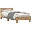 vidaXL Struttura del letto rovere artigianale 90 x 200 cm, Letto Moderno, Mobile da Camera Resistente, LED con USB, Design Chic e Stiloso, Uso Multiplo Rettangolare