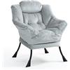 TIANSHU Poltrona Camera da Letto in Velluto Con Supporto per Collo, Gambe in Metallo - per Salotto, Studio, Soggiorno, Balcone (Grigio Chiaro)