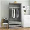 Generico Armadio Grigio Cemento 100x50x200 cm in Legno Multistrato,Grigio,65kg,800607