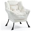 TIANSHU Poltrona in Velluto con Supporto per Collo e Gambe in Metallo - Poltrona da Lettura e Studio per Soggiorno e Balcone (Beige)