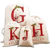 GMDLSK Sacco di Babbo Natale Personalizzato con Nome Iniziale, Custom Christmas Natural Cotton Sack Bag Extra Large with Drawstring, Sacchetti Regalo per Regali di Natale,Riutilizzabil