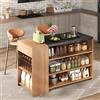 Rosebibi Isola da cucina, bancone da bar, tavolo da pranzo, 5 ripiani, cassetto nascosto, piano del tavolo ispessito, rovere nero, effetto marmo, 140 x 60 x 90 cm, nero + naturale