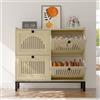 GarveeHome Scarpiera moderna salvaspazio in legno - 4 cassetti ribaltabili, ripiani regolabili, pannello traforato