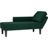 vidaXL Sdraio con Cuscino e Bracciolo Destro in Velluto Verde Scuro