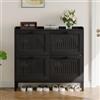 GarveeHome Scarpiera moderna salvaspazio in legno - 4 cassetti ribaltabili, ripiani regolabili, pannello forato traspirante, maniglie nere quadrate