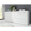 REDÒKASA Madia 2 ante 3 cassetti bianco laccato Linea BASIC L 210 x H 86 x P 43, realizzato in legno 100% MADE IN ITALY, design moderno per cucina, sala da pranzo, soggiorno