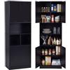 Ginhow Mobile alto da cucina Nero da terra con 4 ante 60 × 40 × 180,5 cm | Armadio dispensa mobile contenitore cucina credenza buffet cucina per alimenti stoviglie e accessori di uso quotidiano