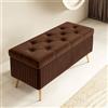 FBNMG Cassapanca in Velluto, Panca Contenitore Imbottito in Spugna, Poggiapiedi in Legno Massello, Panca Scarpiera per Soggiorno Camera da Letto Spogliatoio Ingresso(Width 59.1in/150cm, Dark Coffee)
