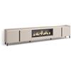 Skraut Home | Mobile TV Soggiorno | Ampio spazio a disposizione | 315x61x35 cm | Per TV fino a 80 | Camino elettrico XXL | Design industriale | Stile moderno | Beige