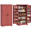 HOMCOM Buffet da cucina 5 ripiani 60x40x120cm Rosso | Credenza, con ante, ripiani regolabili, venatura del legno.