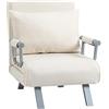 HOMCOM Poltrona Letto Singolo 3 in 1 Reclinabile Pelle Scamosciata Crema