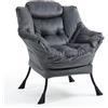 TIANSHU Poltrona da Lettura in Velluto con Supporto per Collo, Camera da Letto, Studio, Soggiorno e Balcone - Gambe in Metallo (Grigio)