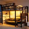 luckdect Letto a soppalco 90 x 200 con LED, letto a soppalco 1 posto in metallo con barriera di sicurezza, letto 1 posto con spazio di archiviazione flessibile, per camera da letto adolescente, senza