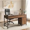 Lailang 130cm Scrivania Computer, Tavolo Con Cassetti, Scrittoio Vintage, Scrivania Per PC E Stampante, 130 x 45 x 82 cm, Marrone Rustico