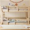 Merax Letto a castello da 160 x 200 cm, in legno massiccio, con ringhiere di sicurezza, letto a soppalco basso per bambini e ragazzi, letto a castello doppio in legno di pino e MDF, letto salvaspazio
