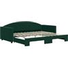 vidaXL Divano Letto con Letto Estraibile Verde Scuro 90x200cm Velluto