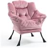 TIANSHU Poltrona relax in velluto con supporto per il collo, poltrona soggiorno con gambe in metallo, stabile, per camera da letto, studio, balcone (rosa)
