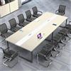 ZRBDDEF Grande Tavolo Riunioni Ufficio - Tavolo Conferenza Moderno con Passacavi,Struttura in Metallo Robusta,Design Rettangolare Nero-Bianco per 8-12 Persone (senza sedie)