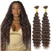Jucames Extension di capelli umani ondulati profondi, non trattate, Remy, senza trama, colore marrone cioccolato, 66 - 66 cm