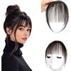 Swy Hair Extension per capelli con clip, 100% capelli umani, da donna, per uso quotidiano (A-Natural Black2, Wispy Bangs)