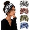 Psxixjsm 4 fasce per capelli da donna, larghe fasce elastiche e eleganti foulard in stile bohémien, versatili, adatte per lo yoga (motivo a macchie piccole, 4 colori)