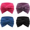 AQOKKA Fascia per capelli extra larga da donna grande turbante fascia | 4 fasce annodate intrecciate da donna, alla moda, grandi fasce per capelli da donna, a righe, spesse, graziose fasce colorate