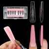 NOVO OVO Stampi per unghie a doppia forma quadrata (naturale non scolpita), per extension in gel di poligel, con linea guida all'interno, XL XXL, riutilizzabili, copertura completa, per nail art, 150