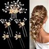 LAOYEFACAI 5 pezzi Accessori per spose Gioielli Perle Diademi con foglie di strass Fermagli per capelli con foglie di cristallo Accessori per capelli fatti a mano per spose e damigelle d'onore