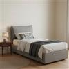 Talamo Italia - Letto singolo Gemma, Letto contenitore con rivestimento in tessuto, 100% Made in Italy, Apertura frontale, adatto per materasso Cm 80x200, Grigio