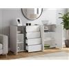 Dmora - Credenza Banjul, Buffet da soggiorno, Madia da salotto, Dispensa da cucina, Made in Italy, 180x38h92 cm, Bianco lucido e Antracite