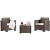 Dmora - Set salotto da esterno Neptune, Salottino outdoor, Set da balcone o giardino, Composizione soggiorno per esterni, Made in Italy, Tortora