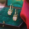 Boucles D'Oreille A Perno Doré Vieilli Foglia Cabochon Quarzo Rosa Leggera SB65