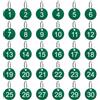 QUARKZMAN Portachiavi Numerati da 1 a 30, 30pz Targhette Numerate Rotondo da 35 Mm, Portachiavi Numerate in Plastica per Chiavi Dormitorio, per Armadietti Casa, Verde
