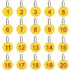 QUARKZMAN 20pz Etichette con Numeri da 1 a 20 da 35 Mm Giallo e Rosso | Targhette Numerate Rotondo, Portachiavi Numerate in Plastica, per Chiavi Dormitorio, per Armadietti Casa