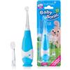 Brush-Baby - BabySonic - Spazzolino elettrico blu, 0-36 mesi, morbido e delicato, per gengive sensibili e denti nuovi, con luce LED e base di aspirazione, testine per neonati e bambini
