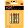 KODAK Anadel Batteria Ultra AAA LR03 Bliste, 4 Pezzi