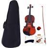 LEADZM Violino 4/4 Full Size, violino con astuccio, tendine ad arco, colofonia, supporto a spalla ammortizzato, violino in legno massello per principianti (colori naturali)