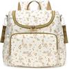 SDSFGX Zaino per cambio pannolini, motivo floreale, in cotone, trapuntato, per mamme e bambini, zaino da viaggio con cinghia per passeggino, Marrone, S
